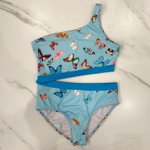 Submarine Swim Butterfly Split One Piece Swimsuit - Girls (16)